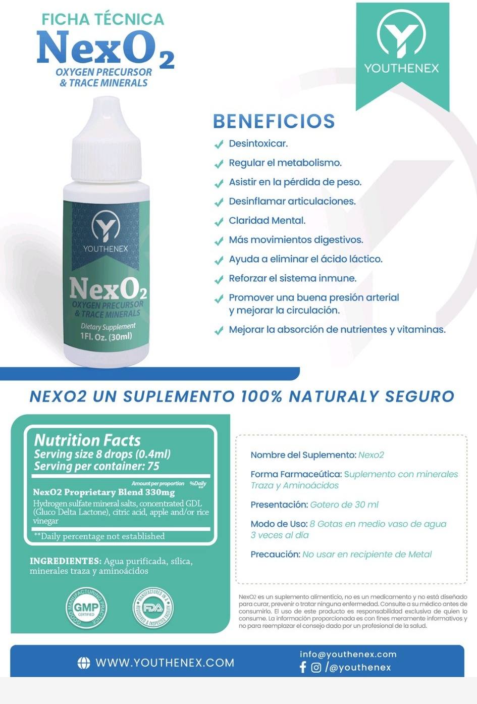 NexO2 Suplemento oxigenación celular Youthenex
