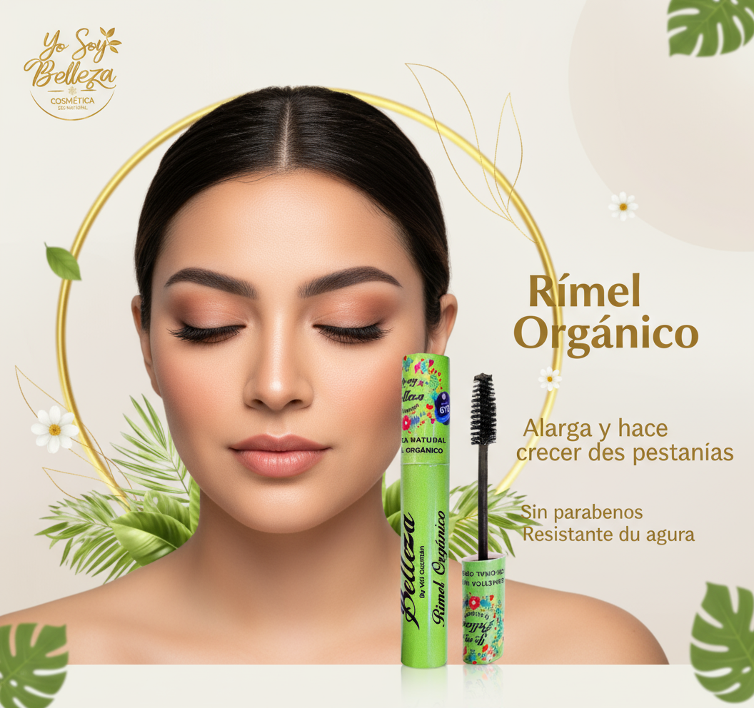 Rímel Orgánico con logo dorado Yo Soy Belleza