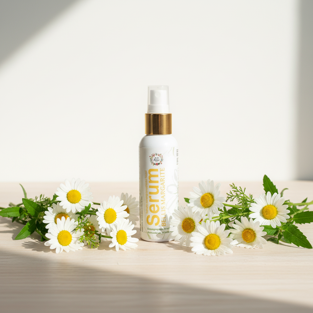 Serum en madera con margaritas